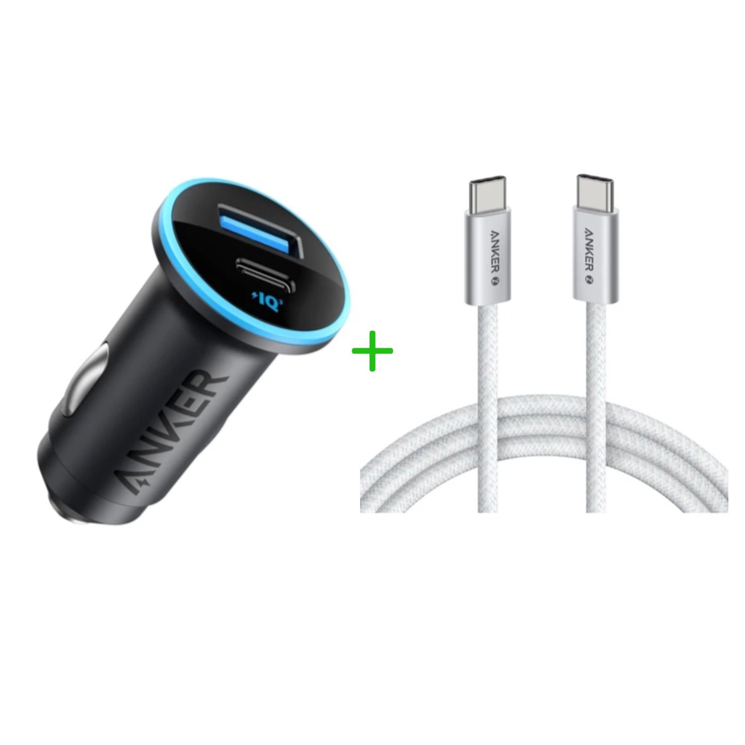 Anker 323 (52.5W) Araç Şarj+Zolo Usb-C To Usb-C Örgülü Kablo (1 M, 240W)Mac Pc, Iphone