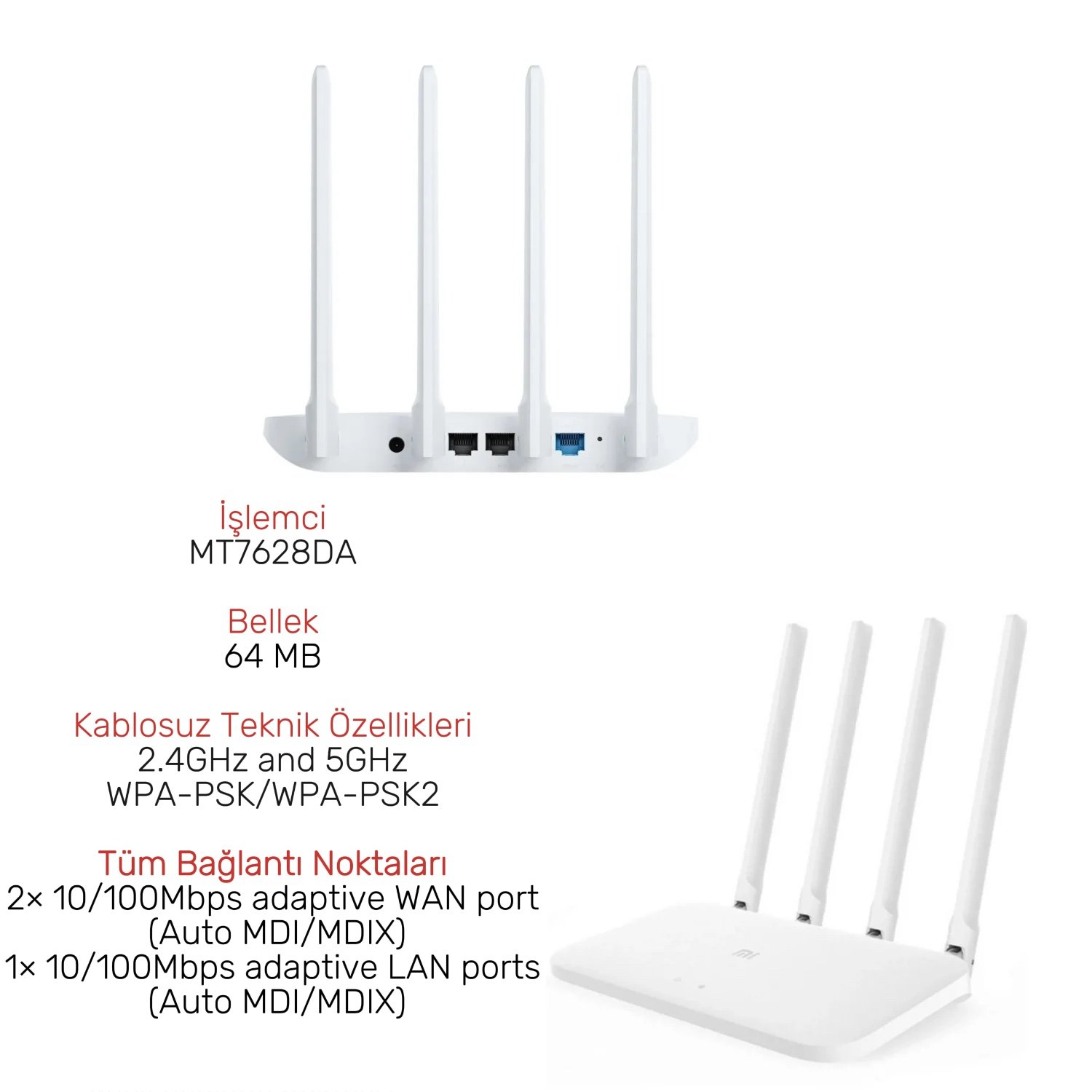 Xiaomi Mi R4AC Router 4A  WiFi 1200Mbps 5GHz Sinyal Aktarıcı Güçlendirici